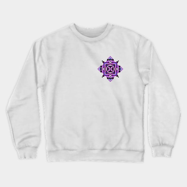 small purple pocket size pixelated mandala Crewneck Sweatshirt by DARNA